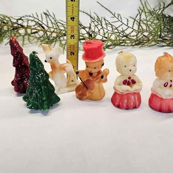 Vintage Christmas Gurley Candles Choir Boys, Snowmen, Glitter Trees & Deer 1950 - Picture 9 of 9